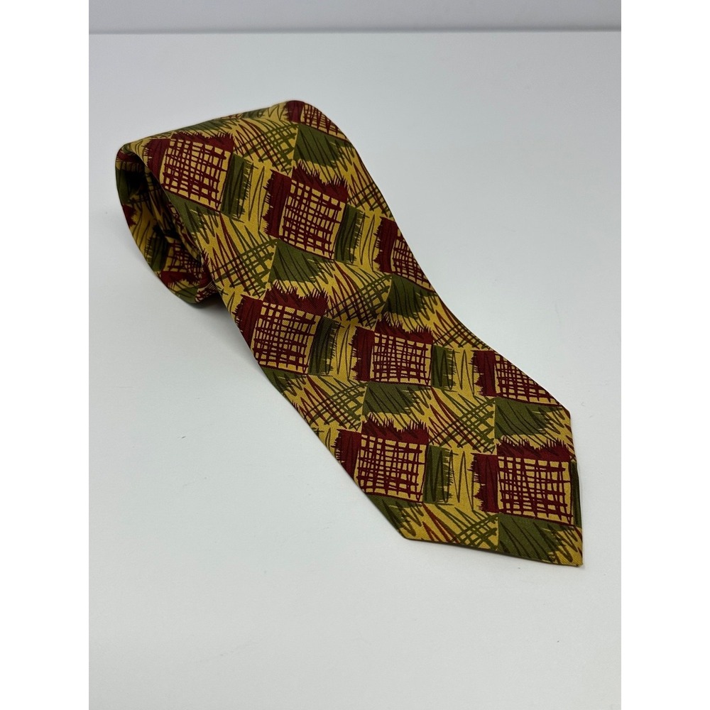 Vintage Paul Stuart 100% Silk Multicolor Geometric Abstract Pattern England U8
